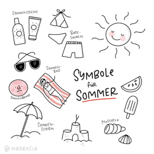 Sommer Symbole zum Nachzeichnen