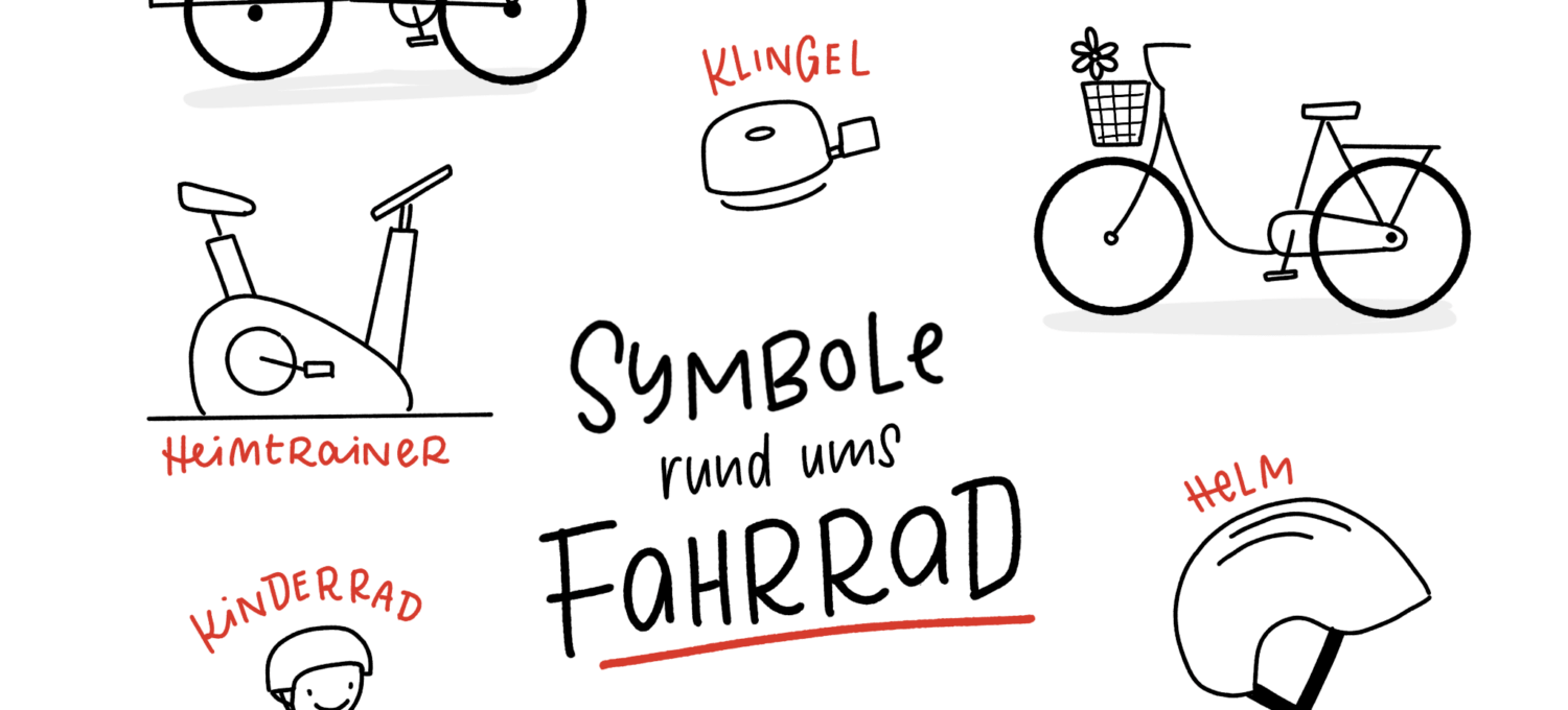 Symbole rund ums Fahrrad zum Nachzeichnen