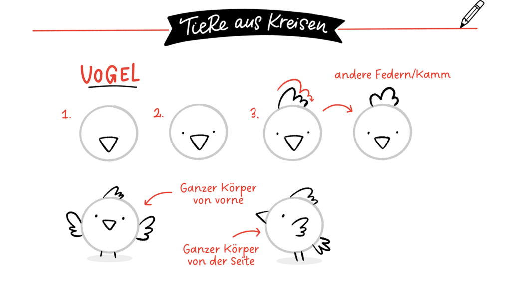 Einfach Tiere zeichnen – Vorlagen und Schritt für Schritt Anleitungen
