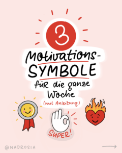 Übersicht drei Motivationssymbole Sketchnotes Badge Finger Herz